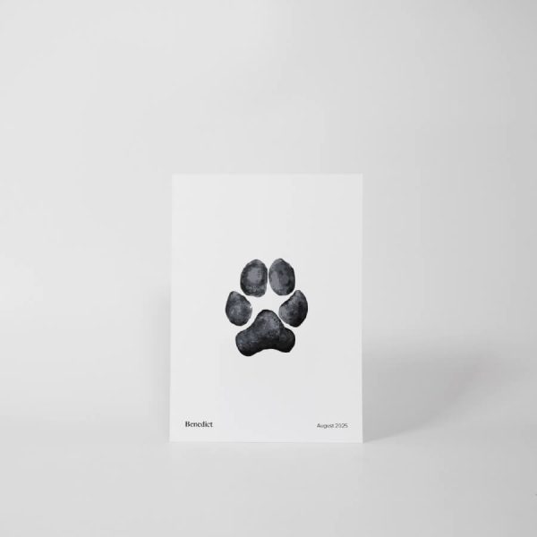 Paw print keepsake. Memorial print in black.