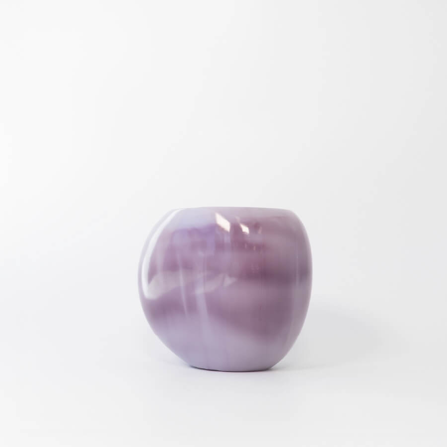Buddy pet urn. Image of organic marbled urn in lilac.