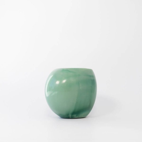 Buddy pet urn. Image of organic marbled urn in sage.