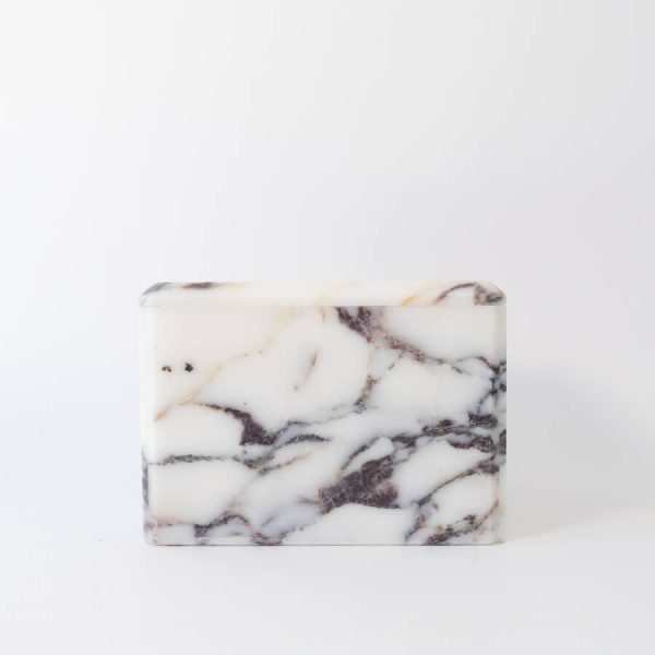 Buddy pet urn. Image of marble chest urn in viola calacatta.