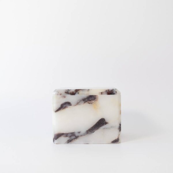 Buddy pet urn. Image of marble chest urn in viola calacatta.