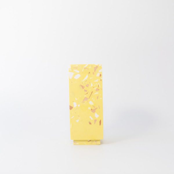 Buddy pet urn. Image of terrazzo square urn in lemon.