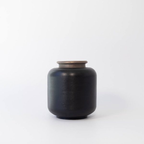 Buddy pet urn. Image of textured traditional urn in black.