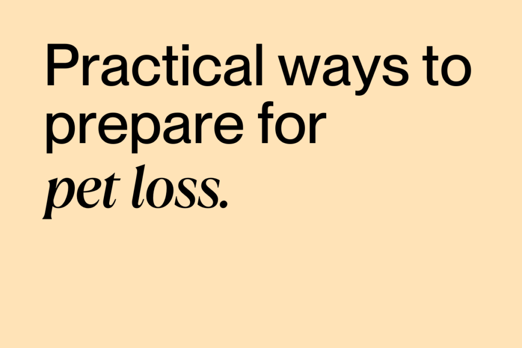 Practical ways to prepare for pet loss.